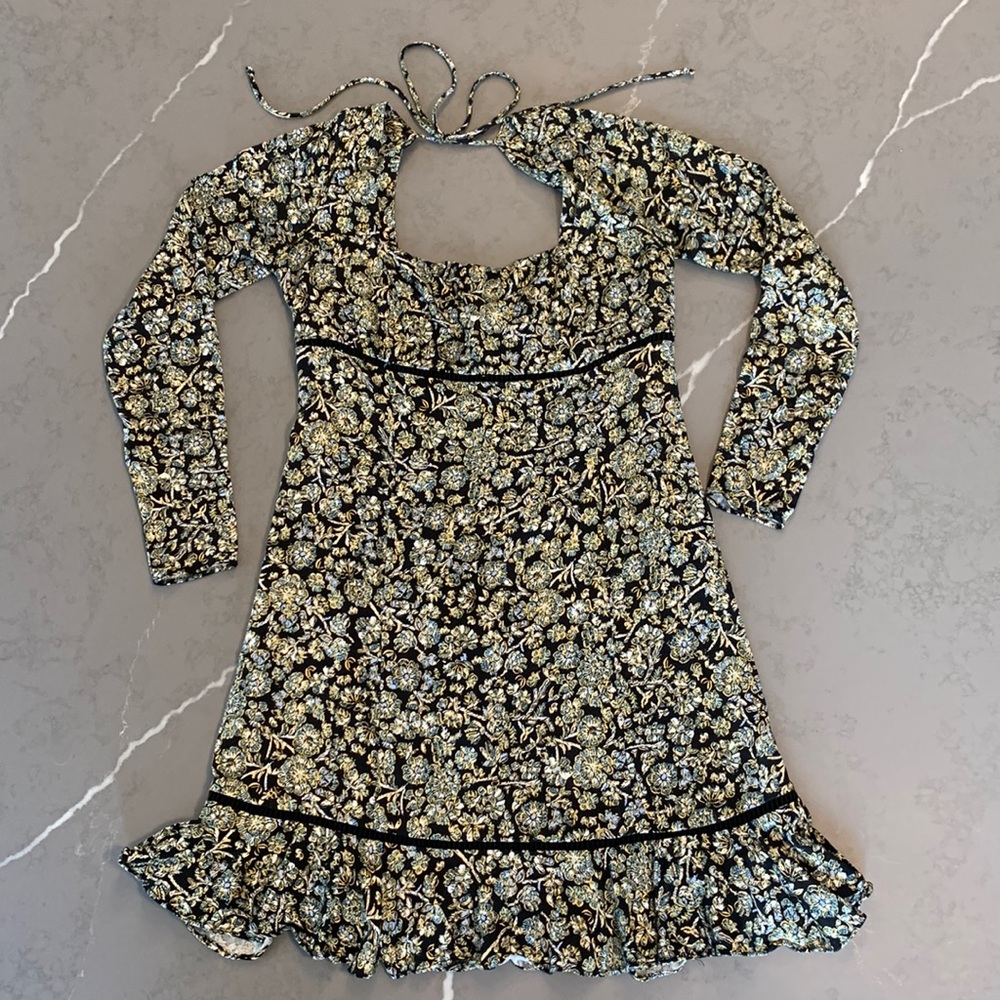 Free People Boheme Floral Mini Dress in Black